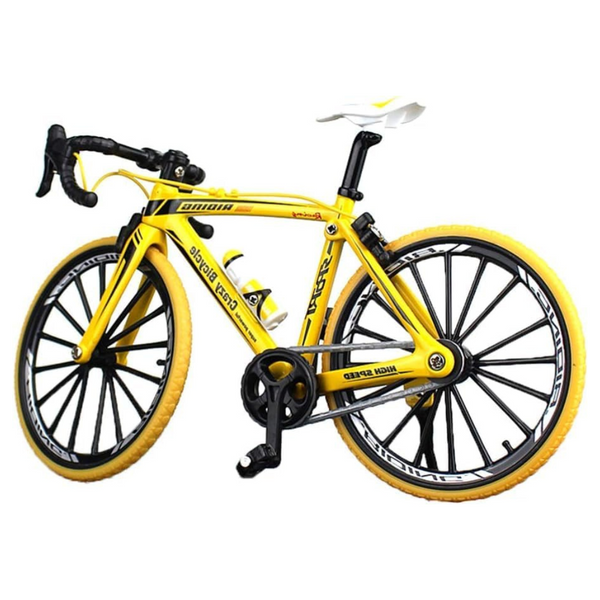 Miniature Alloy Racing Cycle Finger Bicycle Toy Decoration for Bicycle Enthusiasts (Yellow)