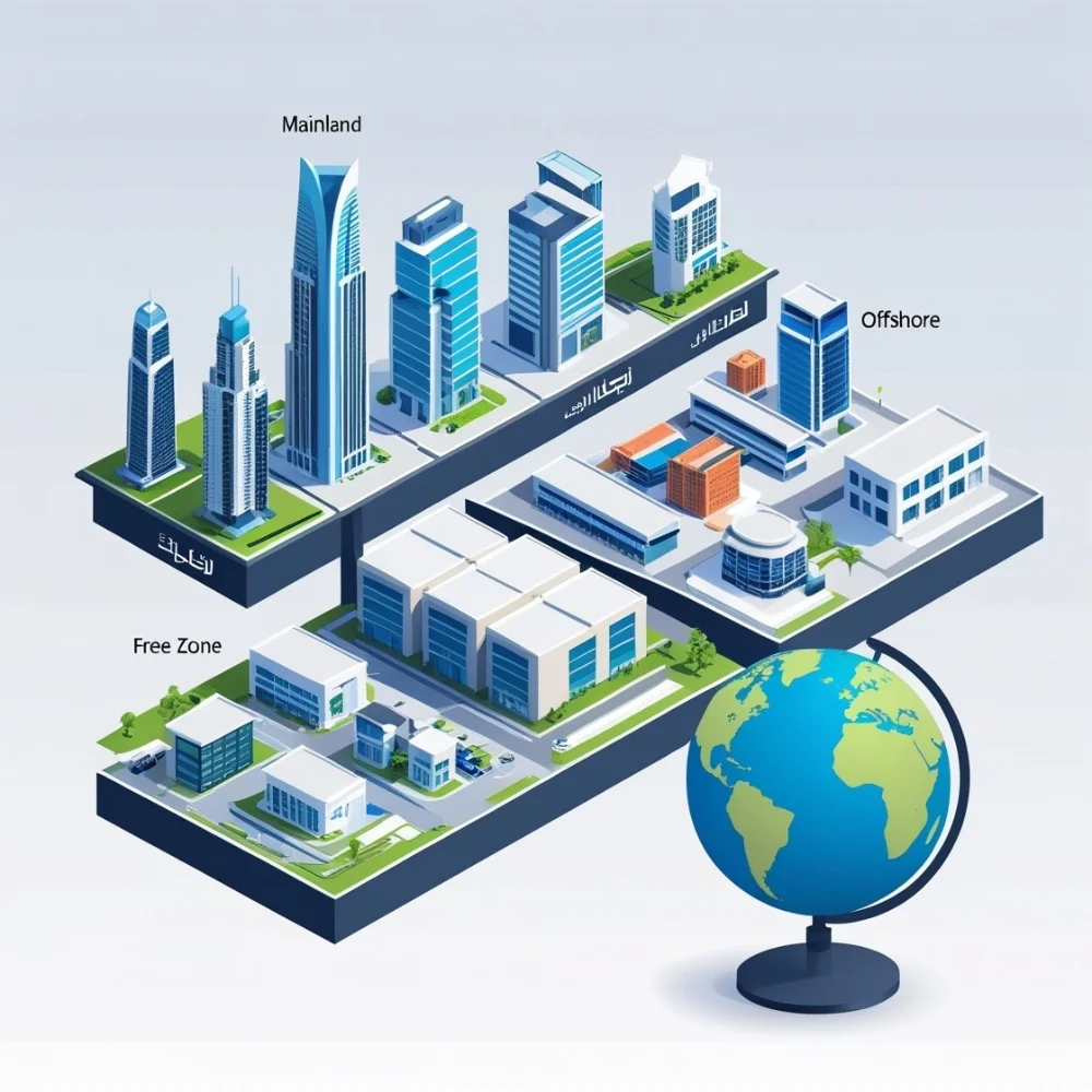 Image of Comparison of Mainland, Free Zone, and Offshore business setups in Dubai
