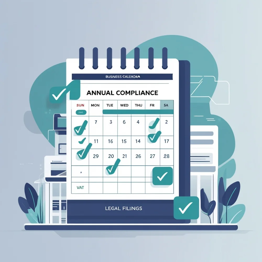 Image of Checklist with trade license, VAT, audit, and legal filings for UAE businesses