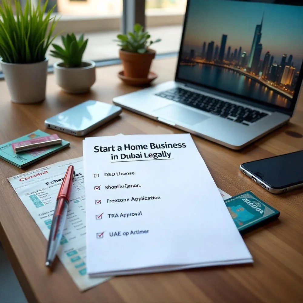 Image of Checklist and documents for starting a legal home business in Dubai with licensing and payment tools.