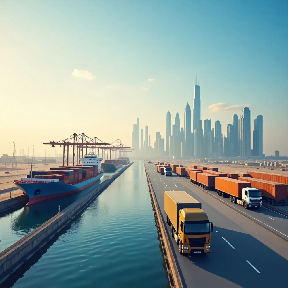 Image of UAE logistics and import/export investment.